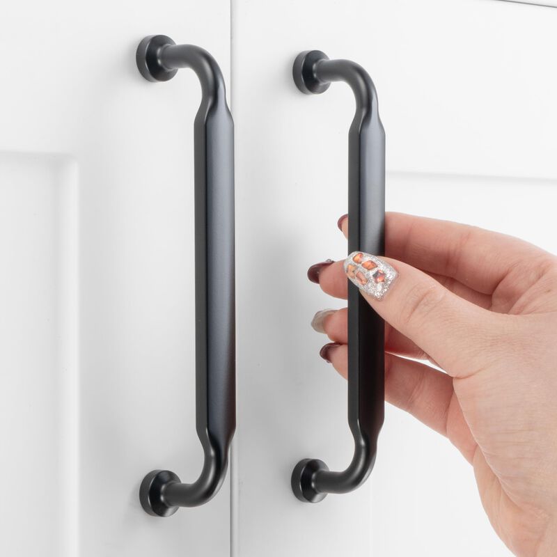 ASKANO 5 Inch Hole Centers, Black Footed Kitchen Cabinet Pull Handle ZP2302 | Pack of 10, Solid Hardware for Drawer, Dresser, Ba
