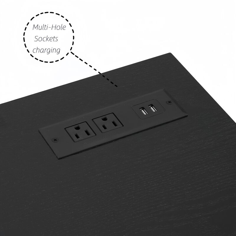 GOODSILO Modern Electric Fireplace TV Stand with Glass Shelves and LED Lighting for Home Entertainment Centers image number 8