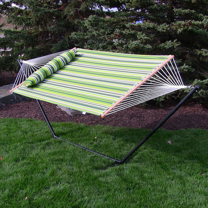 Sunnydaze 2-Person Quilted Fabric Hammock with Steel Stand