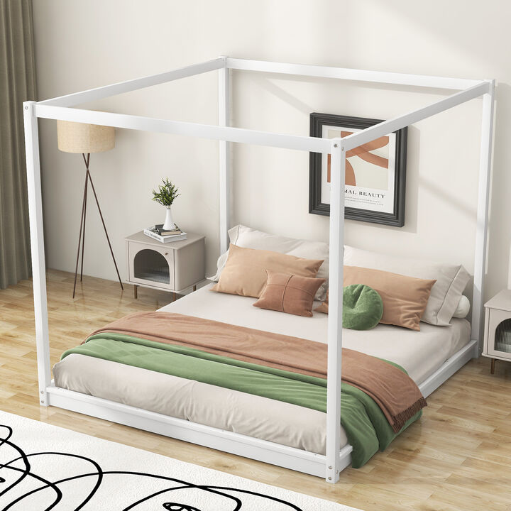Merax King Size Canopy Platform Bed with Support Legs