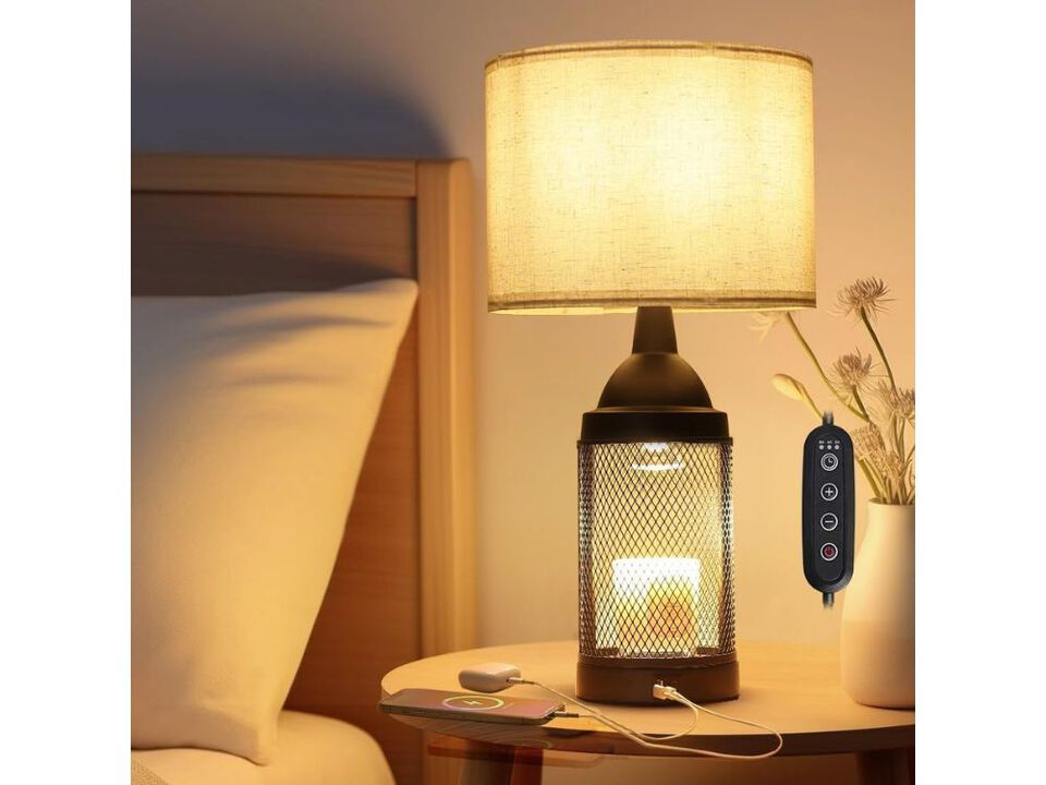 Black Candle Warmer Lamp with Timer Dimmable USB Ports Wax Melt Lamp