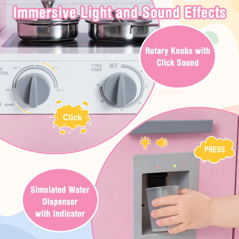 Pretend Play Kitchen Toy Set with Accessory Playset Real Lights & Sounds for Interactive Fun image number 6