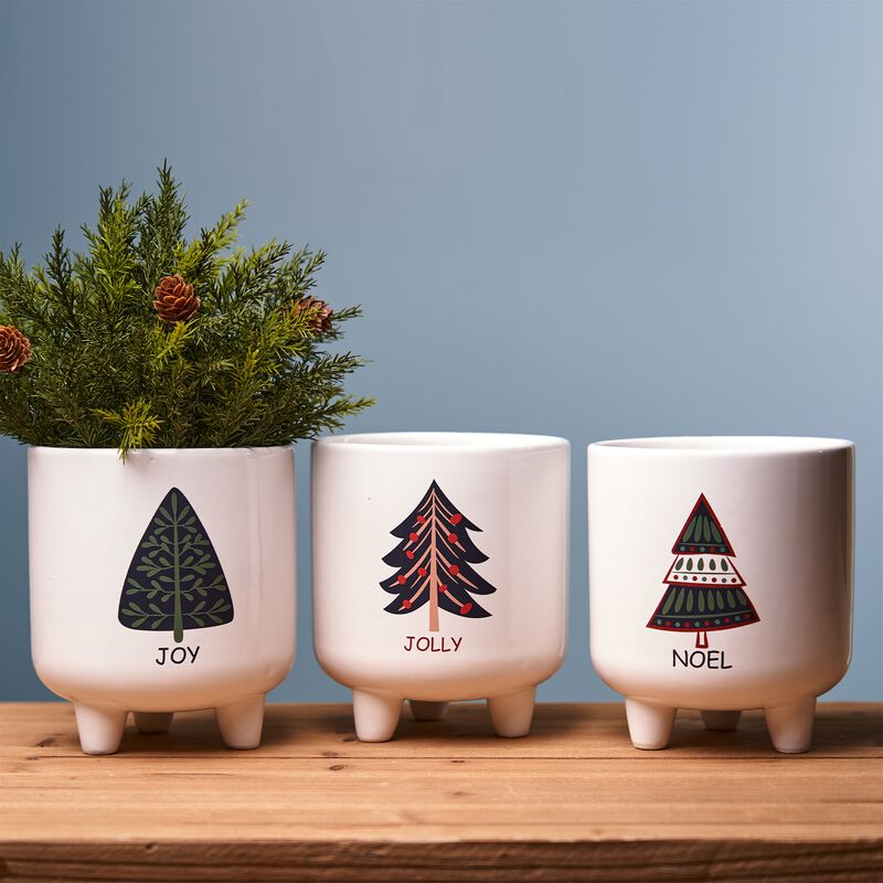 Footed Pine Tree Planter (Set of 3)