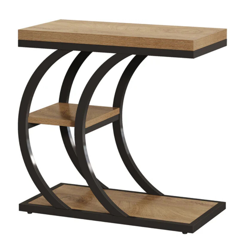 C-Shaped End Table, 3-Tier Side Table with Storage for Living Room image number 0