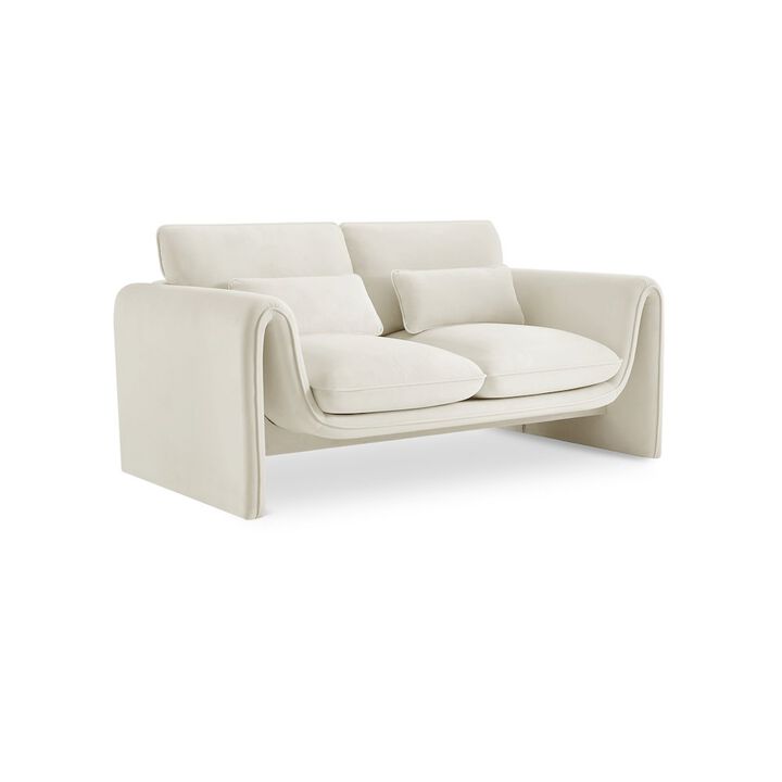 Meridian Furniture Sloan Cream Velvet Fabric Loveseat