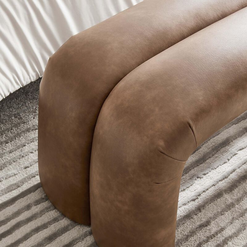 Modway EEI-6770-BRN Dax 50.5" Vegan Leather Upholstered Accent Bench, Brown image number 4