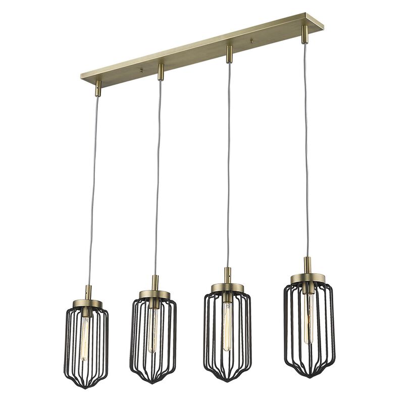 Hivvago Reece 4-Light Aged Brass Island Pendant