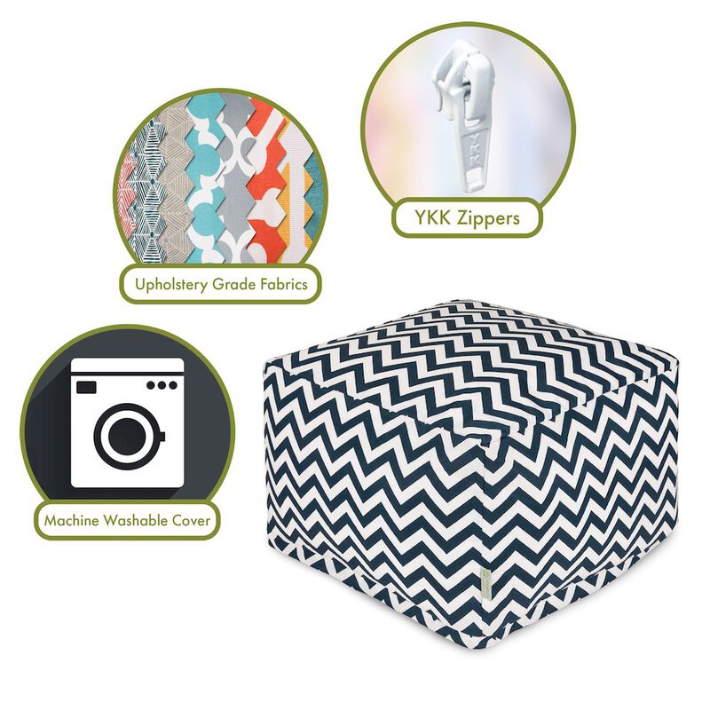 Majestic Home Goods Ottoman Pouf Chevron Navy