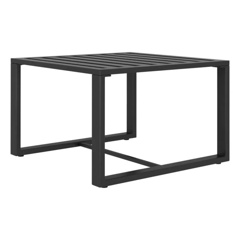 Shina 5pc Outdoor Set with Table, Sofa, and Chairs, Black Polyester - Benzara