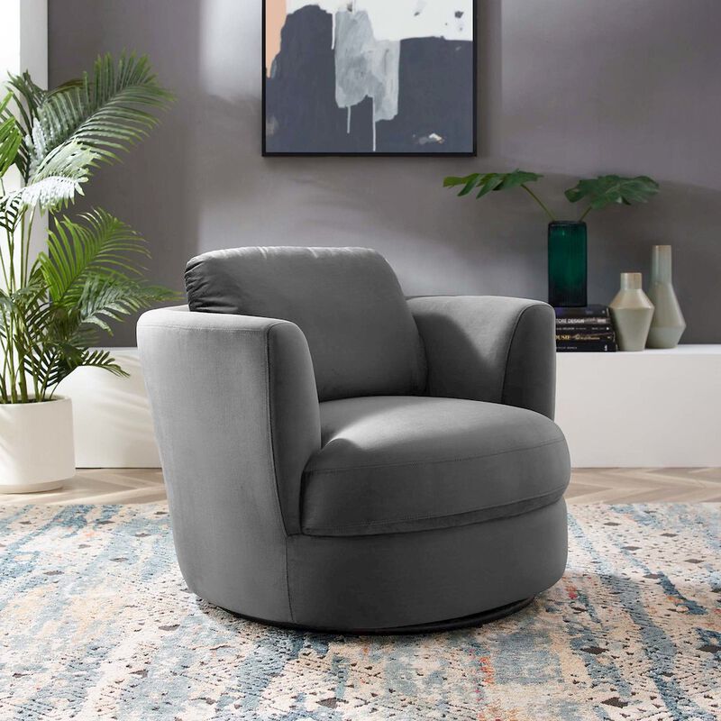 Pirouette Performance Velvet Swivel Armchair image number 5