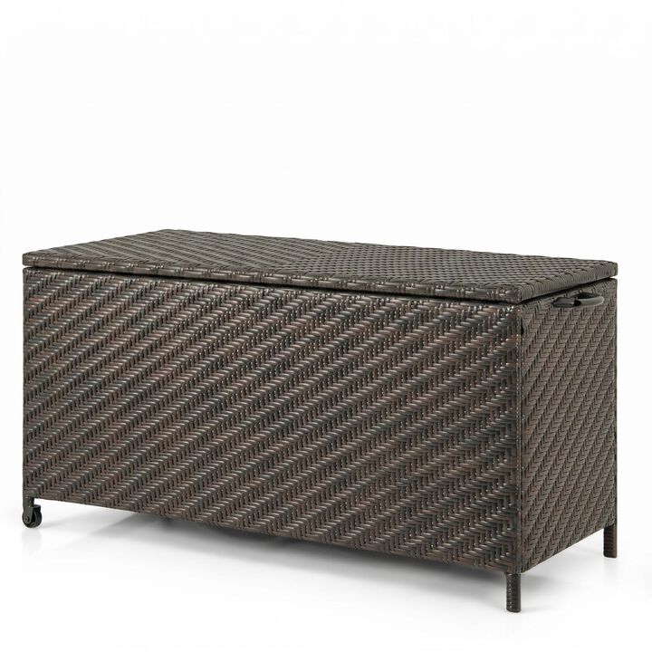 85 Gallon Outdoor Storage Box with Removable Liner and Universal Wheels