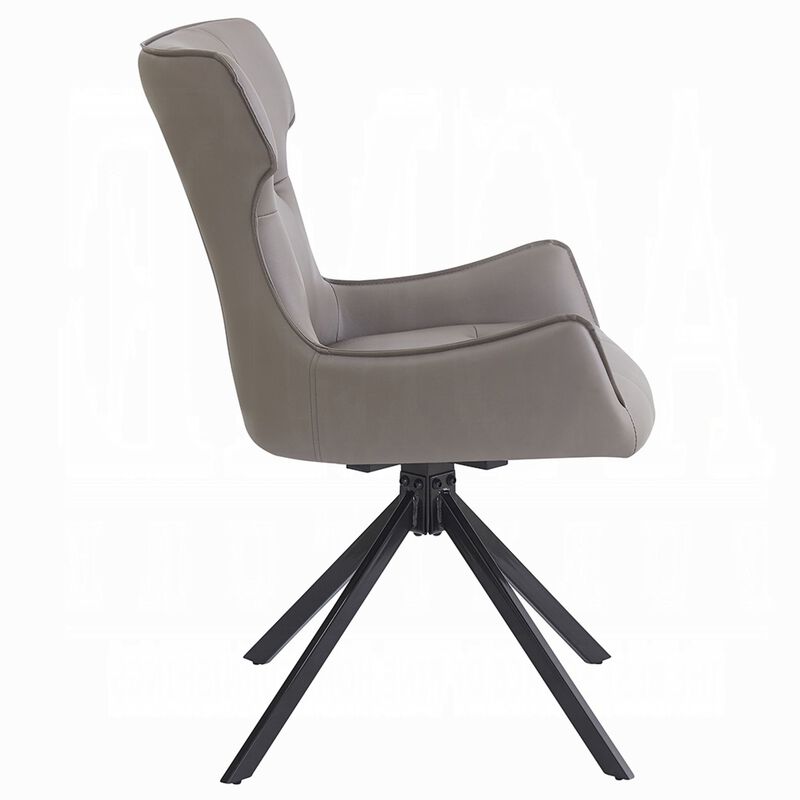 Mita Swivel Wingback Side Chair Set of 2, Tufted Faux Leather, Black Metal image number 6