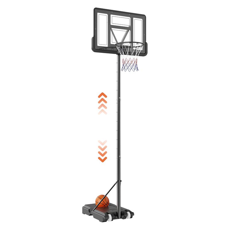 Basketball Hoop System with Fillable Base and Wheels, Adjustable Height for Family Recreation-Black image number 4