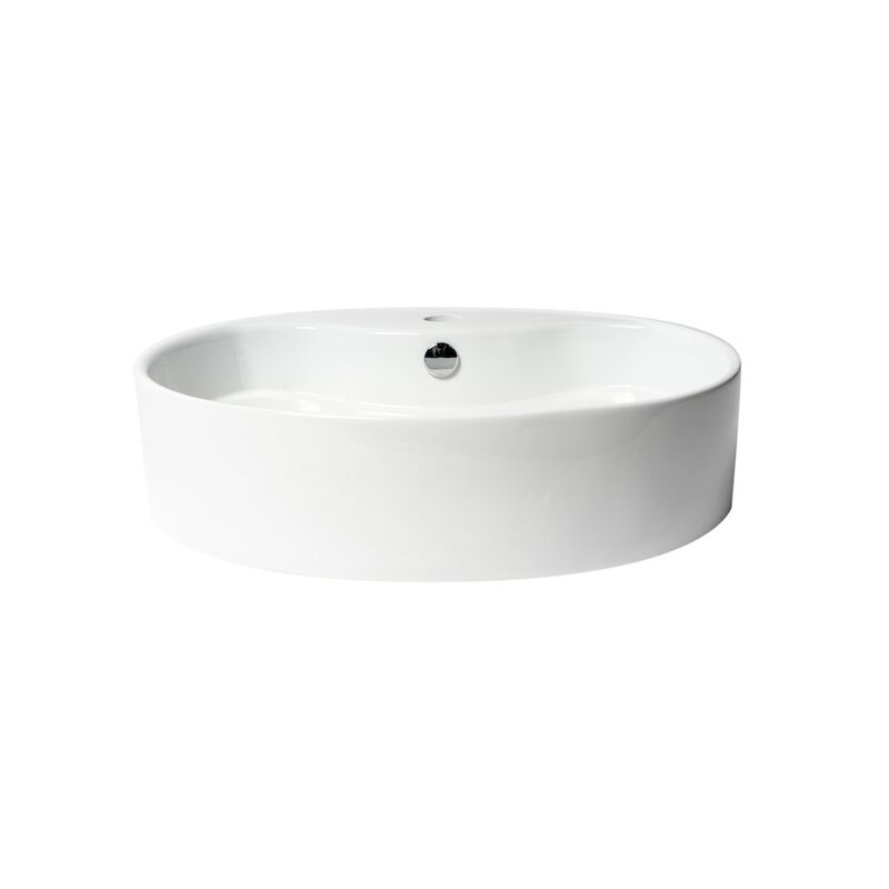 ALFI brand White 22 Oval Above Mount Ceramic Sink with Faucet Hole image number 4