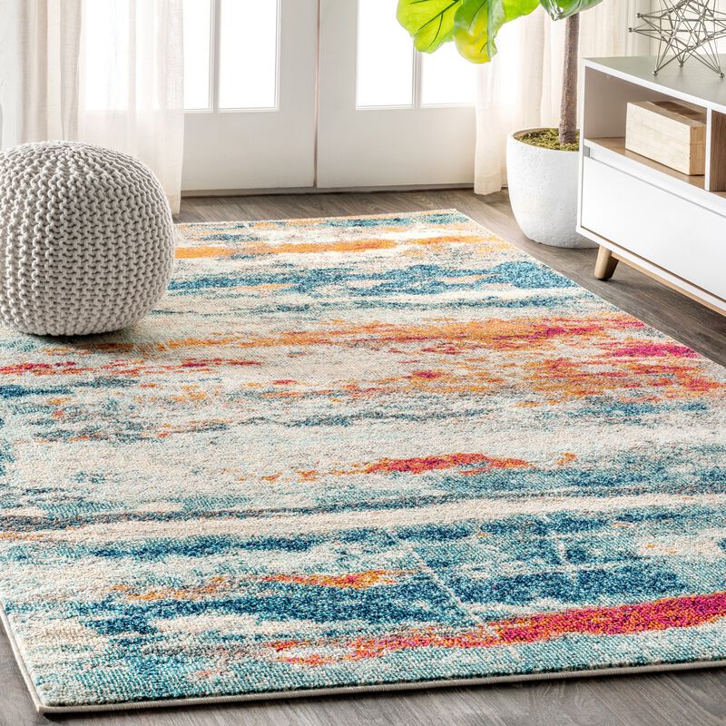 Contemporary Pop Modern Abstract Brushstroke Area Rug