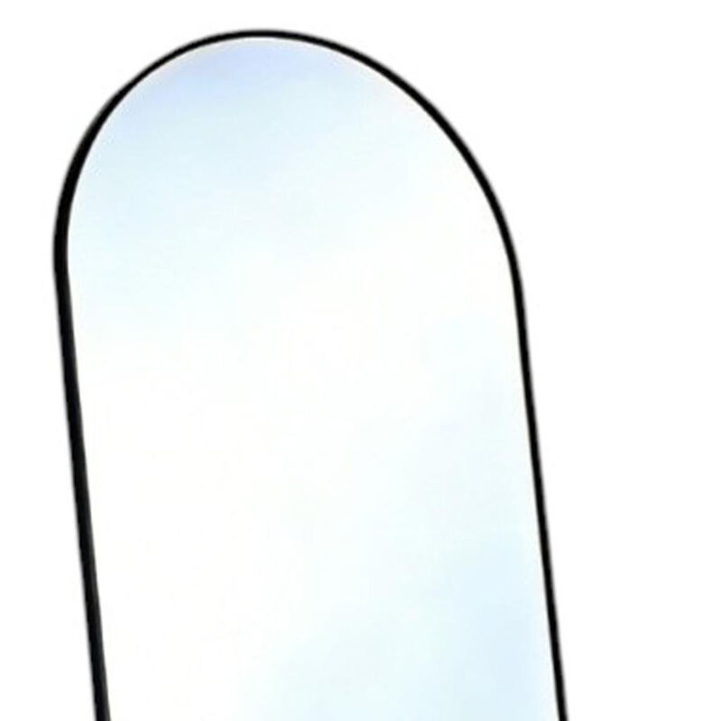 HomeRoots 70" Black Aluminum Arch Freestanding And Wall Mounted Framed Full Length Mirror image number 2