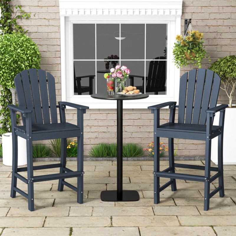 Hivvago Set of 2 Counter Height Outdoor HDPE Bar Stool with Armrests and Footrest