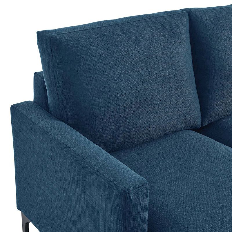 Modway Evermore Right-Facing Metal and Fabric Sectional Sofa in Azure Blue image number 5