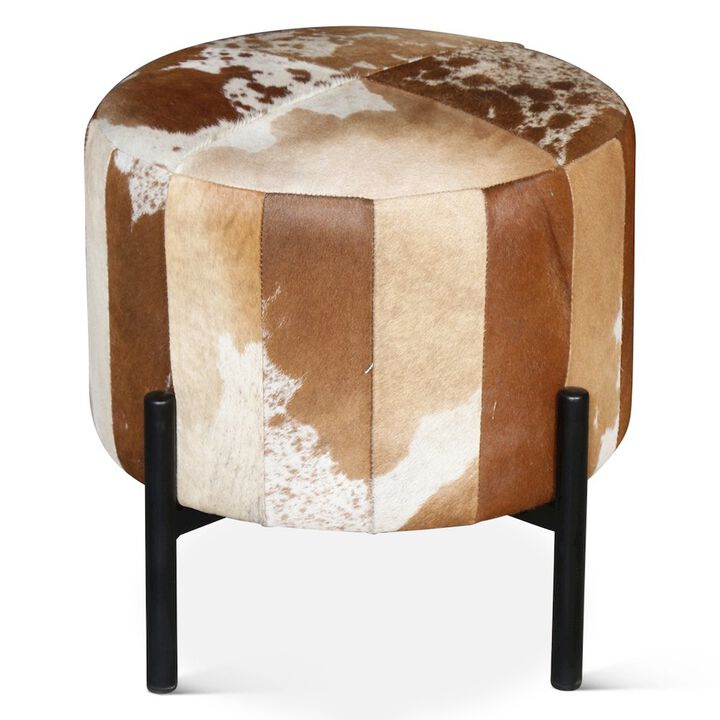 World Interiors Charleston 20" Stool in Brown Hair on Hide