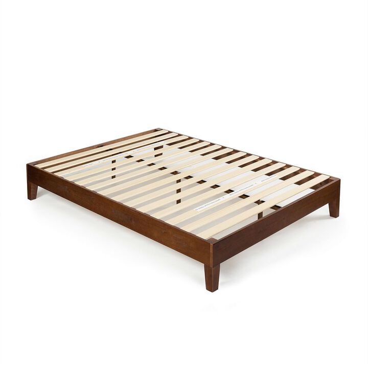 QuikFurn King size Low Profile Solid Wood Platform Bed Frame in Espresso Finish