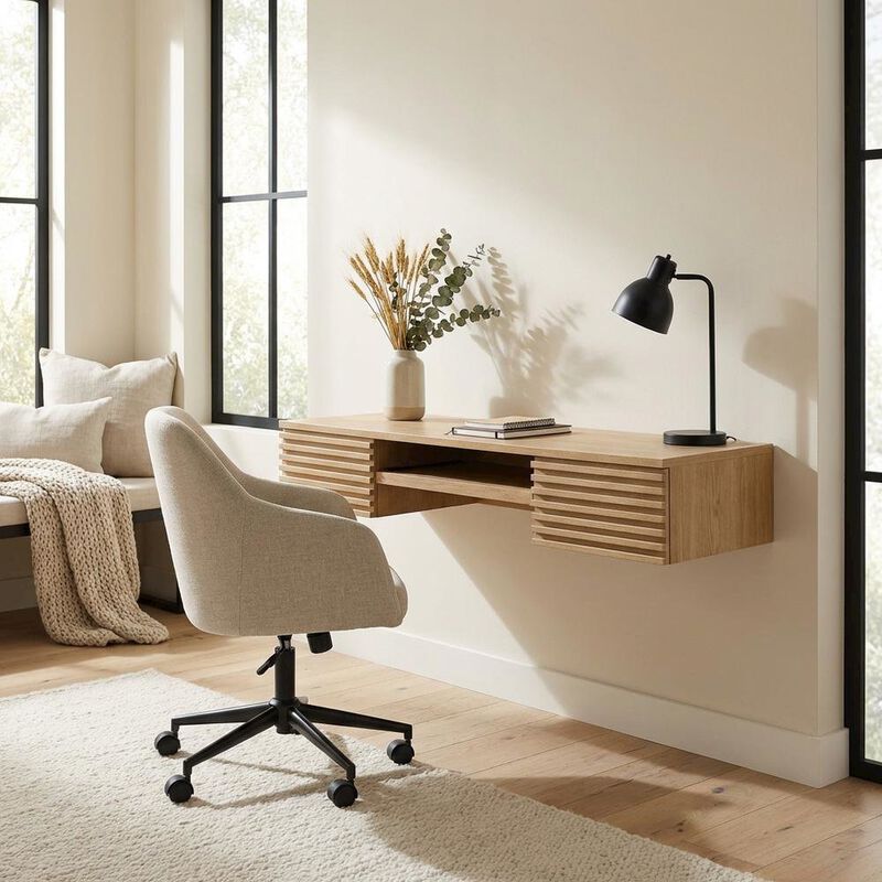 Wall Mount Wood Office Desk in Modern Design for Computer Workstations image number 4