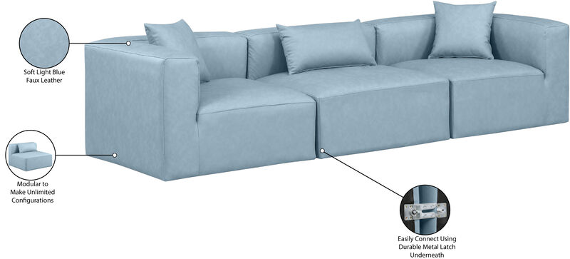 Meridian Furniture Cube Light Blue Vegan Leather Modular Sofa image number 9