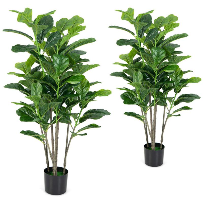 Hivvago 2-Pack Artificial Fiddle Leaf Fig Tree for Indoor and Outdoor