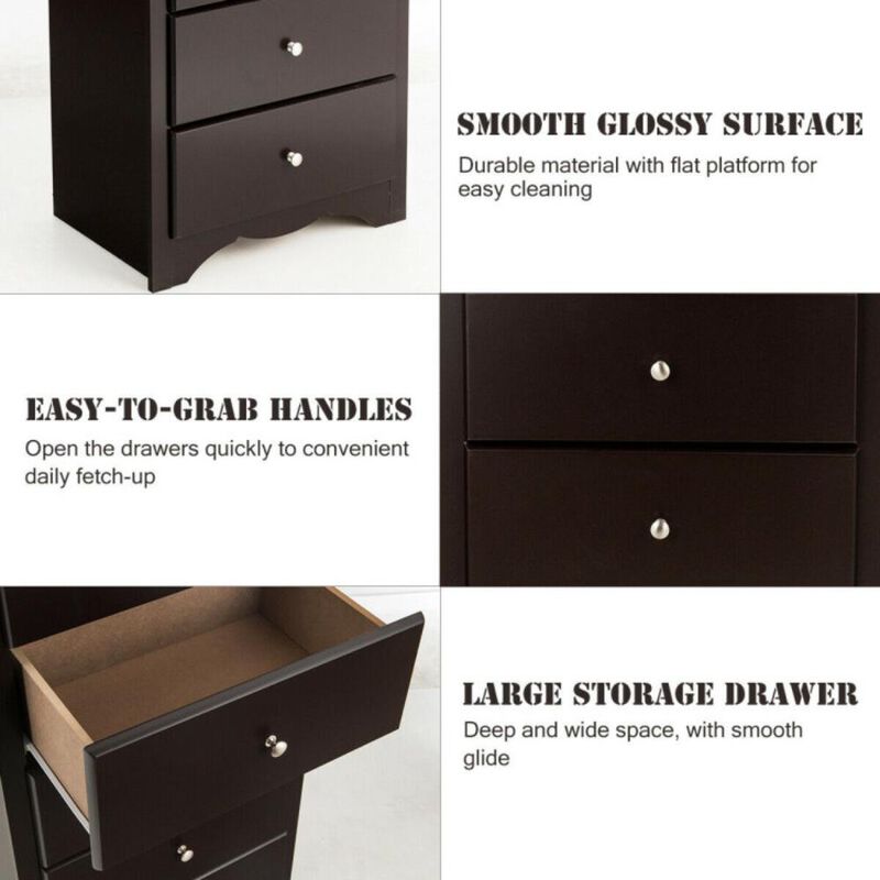 Hivvago 6 Drawers Chest Dresser Clothes Storage Bedroom Furniture Cabinet