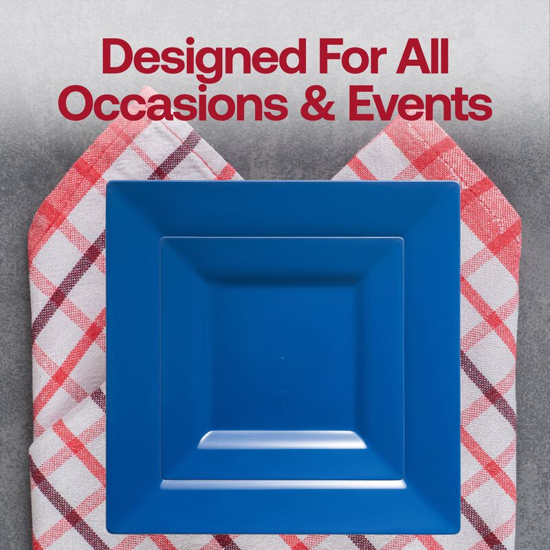Midnight Blue Square Plastic Dinnerware Value Set (40 Sets) image number 7