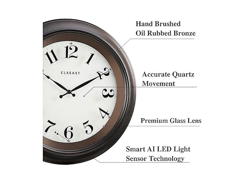 18 Inch Large Illuminated Wall Clock AI Smart Night Light Sensor Modern Clocks image number 2