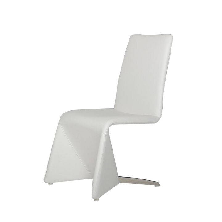 Fully Leatherette Upholstered Metal Frame Dining Chair, Set of 2, White-Benzara