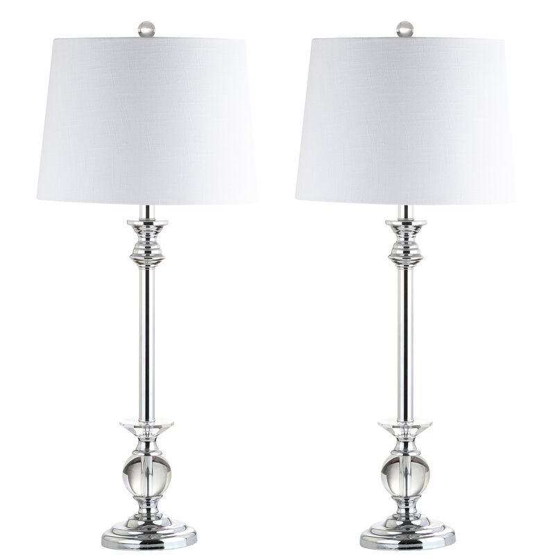Elizabeth 33" Crystal/Metal LED Table Lamp, Clear/Chrome (Set of 2)