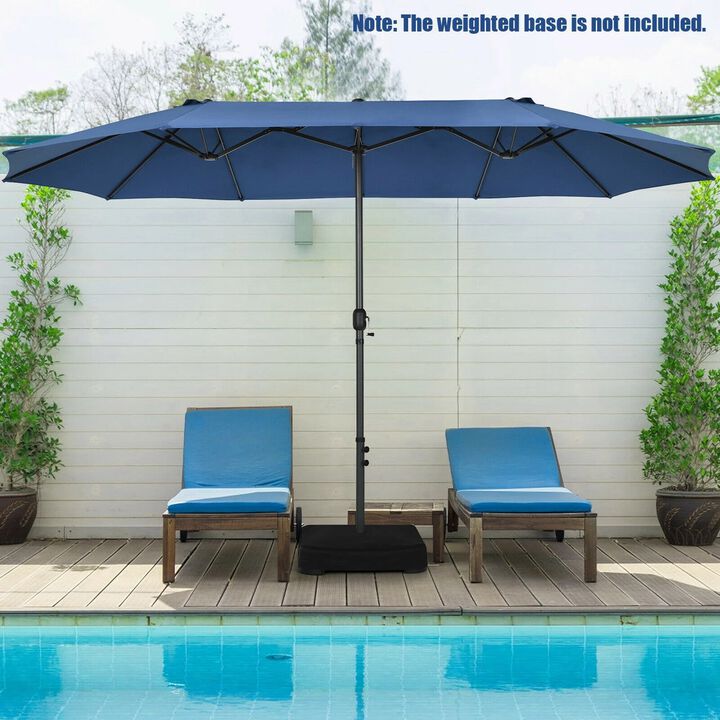Mondawe 15 Feet Patio Double-Sided Umbrella with Hand-Crank System
