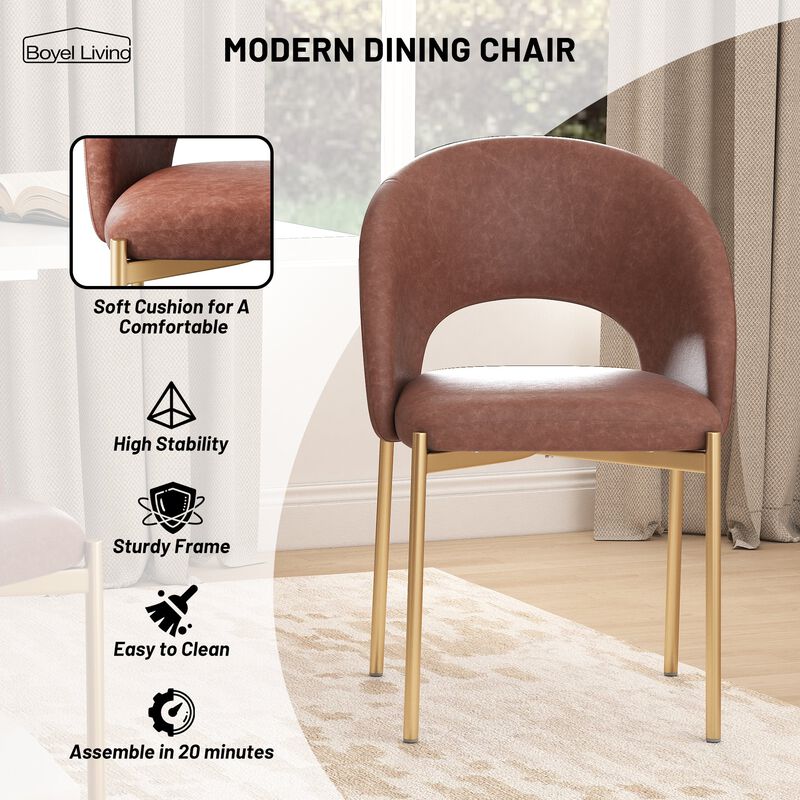PU Dining Side Chair with Metal Legs,  for Dining Room, Bedroom, Living Room, Study Room, Office Area (Set of 2) image number 6