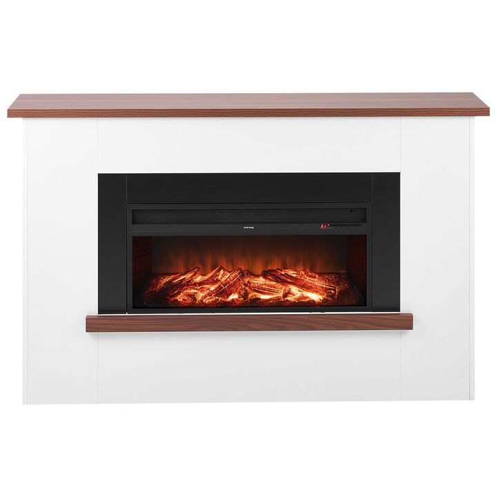 Freestanding Fireplace Heater 1500W with Adjustable Flames, Timer and Remote-White
