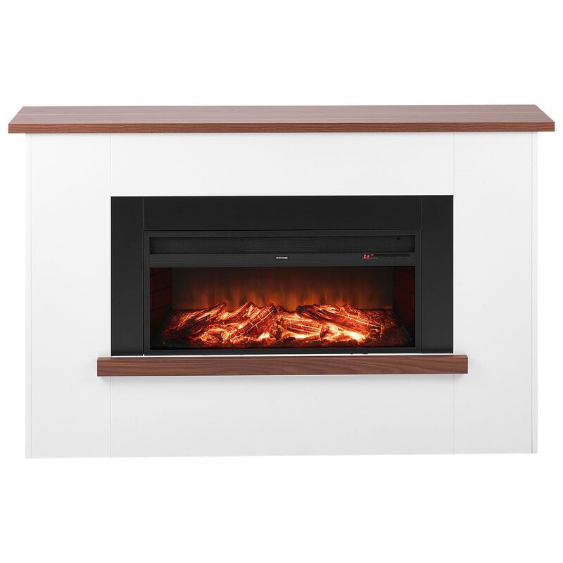 Freestanding Fireplace Heater 1500W with Adjustable Flames, Timer and Remote-White image number 0