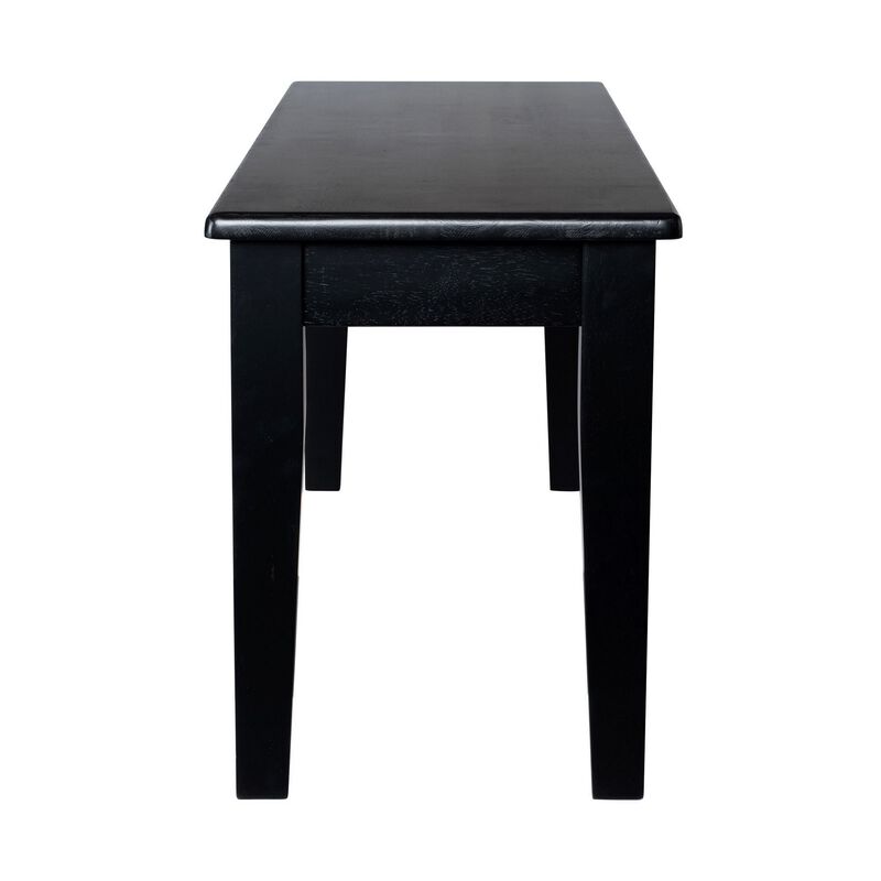 Nova Dining Bench, Shaker Style, High Gloss Black Rubberwood, 44 Inch  - Benzara image number 2