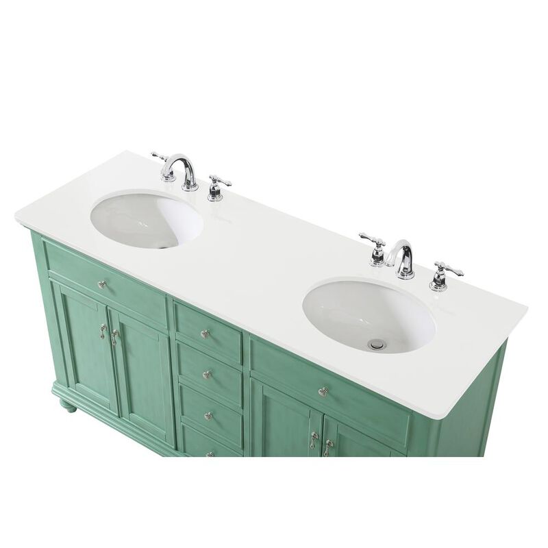 Elegant Kitchen and Bath 60 inch double Bathroom vanity in vintage mint