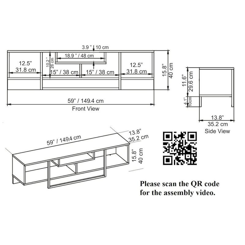 Decorotika Asal 59'' Tv Stand - White & Black