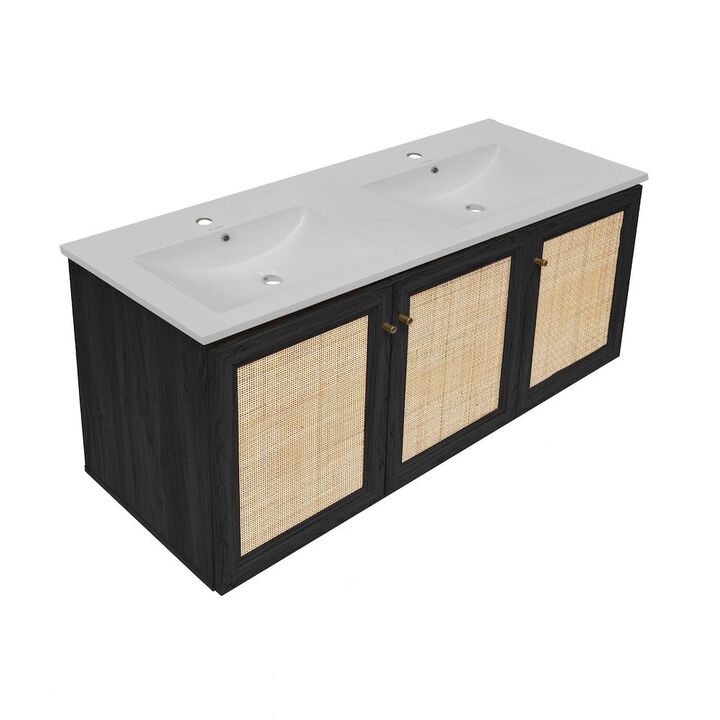 Classe 48" Wall-Mounted Bathroom Vanity with Double Basin Sink Top