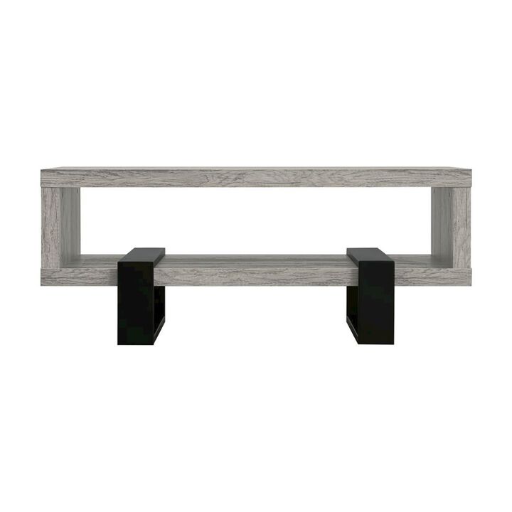 Simple Relax Living Room Coffee Table With Shelf in Grey