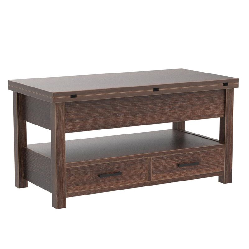 Rolanstar Coffee Table Lift Top, Multi-Function Convertible Coffee Table with Drawers and Hidden Compartment, Coffee Table Conve