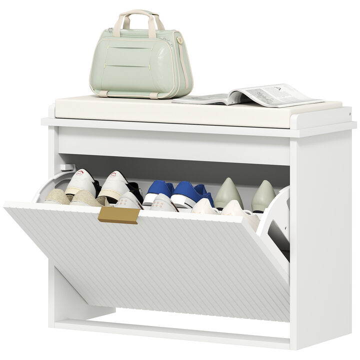 Hivvago Padded Shoe Bench with Storage Compartment