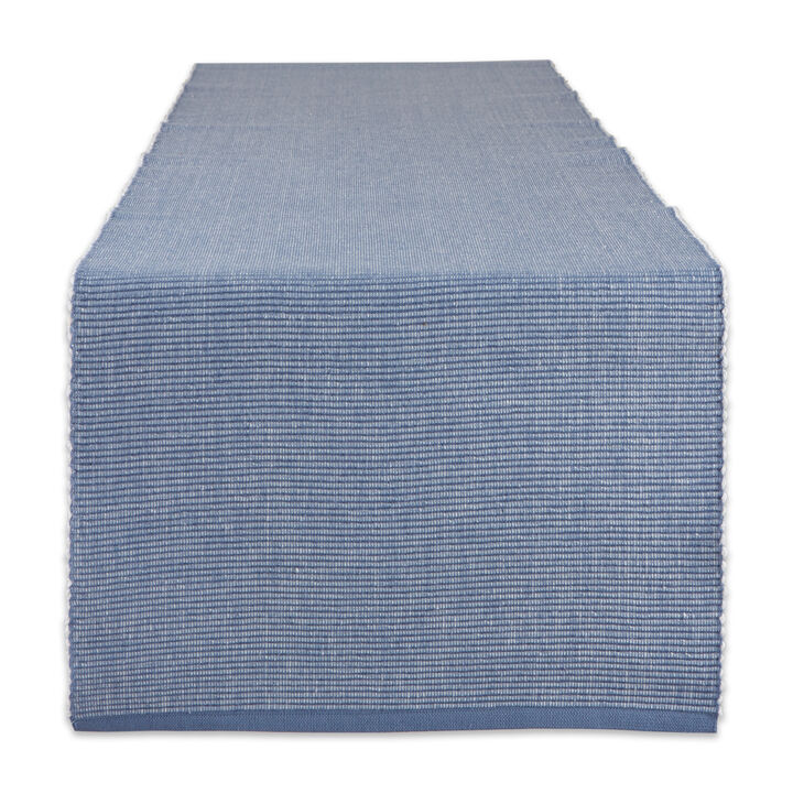 13" x 72" Stonewash Blue and White Rectangular Home Essentials 2-Tone Ribbed Table Runner