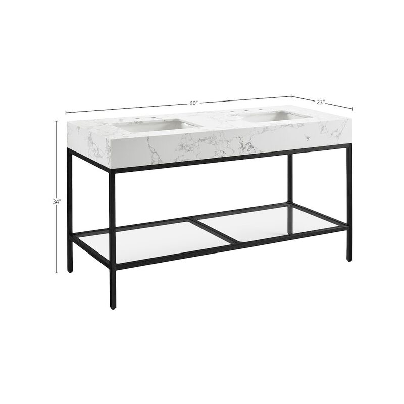 Meridian Furniture Marmo White Engineered Marble Bathroom Vanity