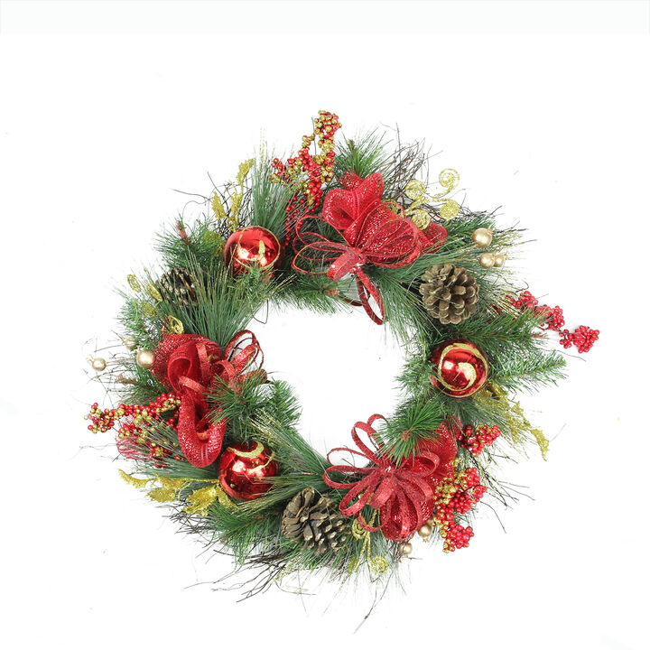 Berries and Ornaments Embellished Artificial Christmas Wreath - 26-Inch  Unlit