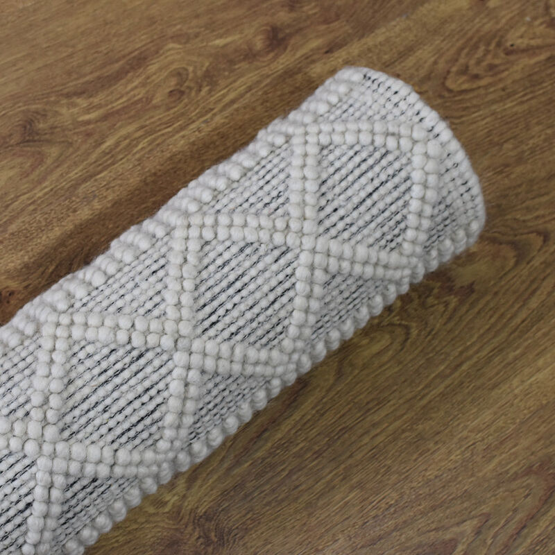 RUGSOTIC CARPETS HAND WOVEN FLAT WEAVE KILIM WOOL & COTTON ECO-FRIENDLY AREA RUGS - 5'x7'6'', Rectangle Shape, Ivory Black Color, Contemporary Modern Design, Low Pile  Handmade Area Rugs (DWC001)