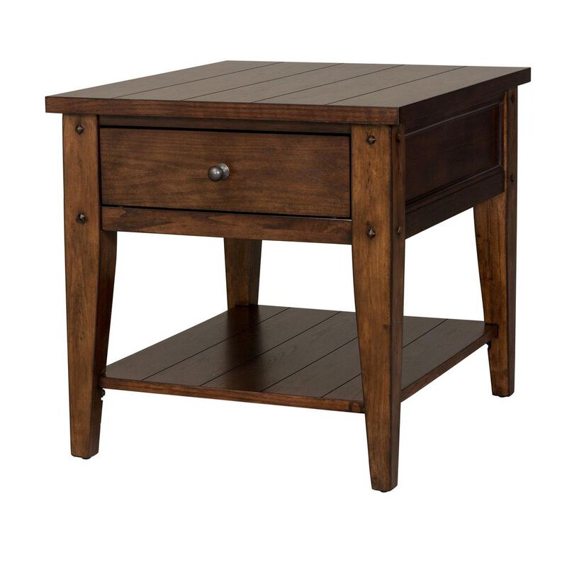 Liberty Furniture Lake House End Table in Rustic Brown Oak image number 2