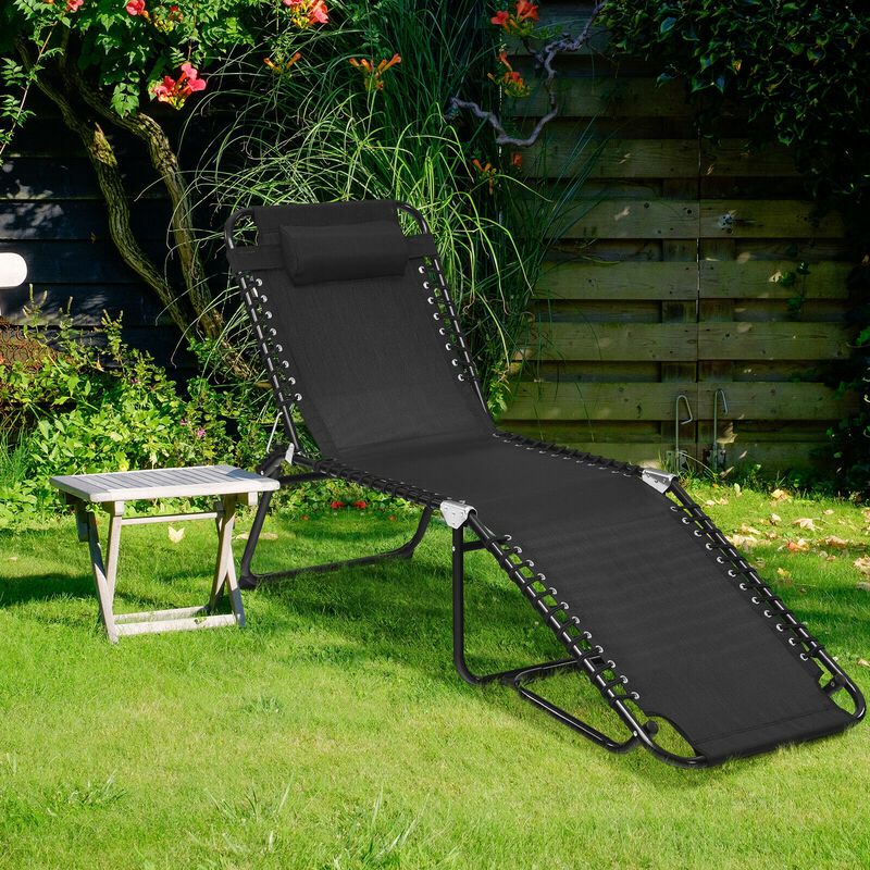 Folding Heightening Design Beach Lounge Chair with Pillow for Patio