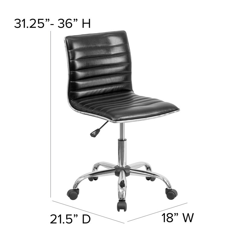Alan Low Back Designer Armless Ribbed Swivel Task Office Chair image number 4